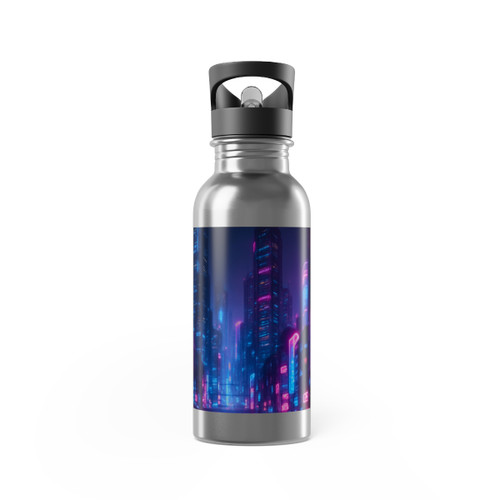 Cyberpunk Dreamscape - Stainless Steel Water Bottle With Straw, 20oz
