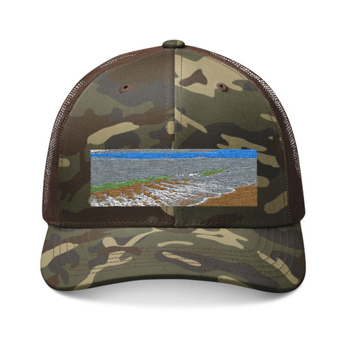 Serene Coastal Bliss - Camouflage Trucker Hat (Embroidery)