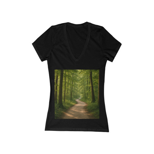 Path of Enlightenment - Women's Jersey Short Sleeve Deep V-Neck Tee