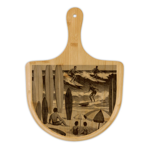 Retro Beach Party - Bamboo Pizza Board (Engraving)