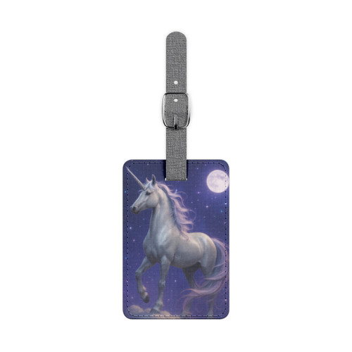 Celestial Unicorn Dreams - Saffiano Polyester Luggage Tag, Rectangle