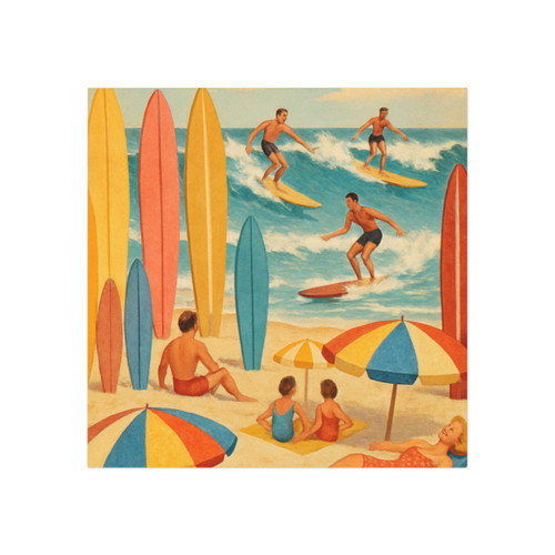 Retro Beach Party - Square Magnet