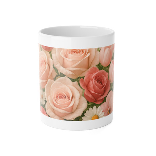 Love in Bloom - White Ceramic Mug, 11oz