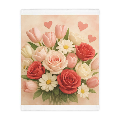 Love in Bloom - Velveteen Microfiber Blanket (Two-sided print)