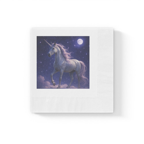 Celestial Unicorn Dreams - White Coined Napkins