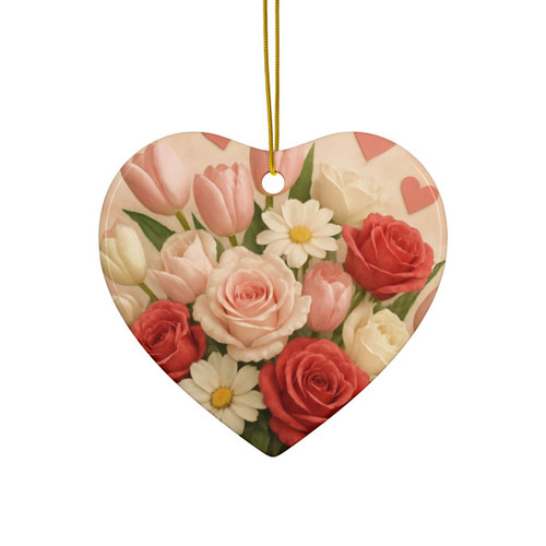 Love in Bloom - Ceramic Ornaments, 2-Side Print, (1pc, 3pcs, 5pcs, 10pcs)