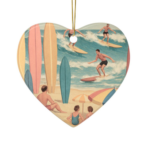 Retro Beach Party - Ceramic Ornaments, 1-Side Print