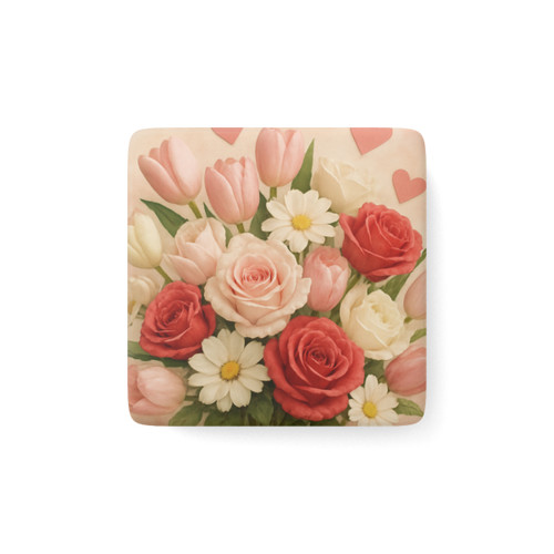 Love in Bloom - Porcelain Magnet, Square
