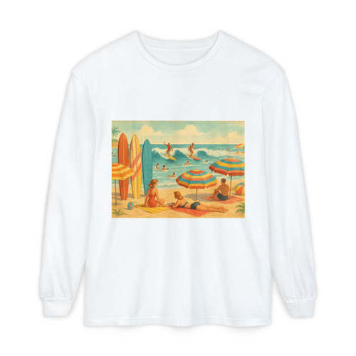 Retro Beach Party - Unisex Garment-dyed Long Sleeve T-Shirt