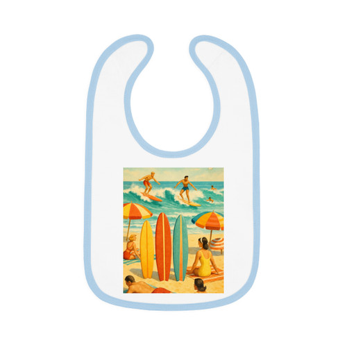 Retro Beach Party - Baby Contrast Trim Jersey Bib