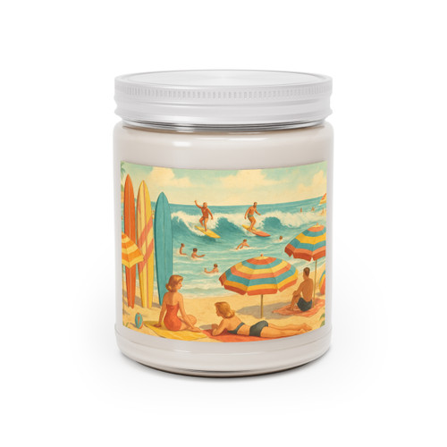 Retro Beach Party - Scented Soy Candles with White Lid, 9oz