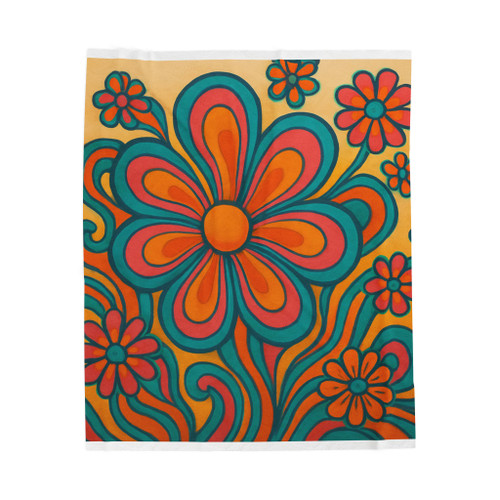 Psychedelic Flower Power - Velveteen Plush Blanket