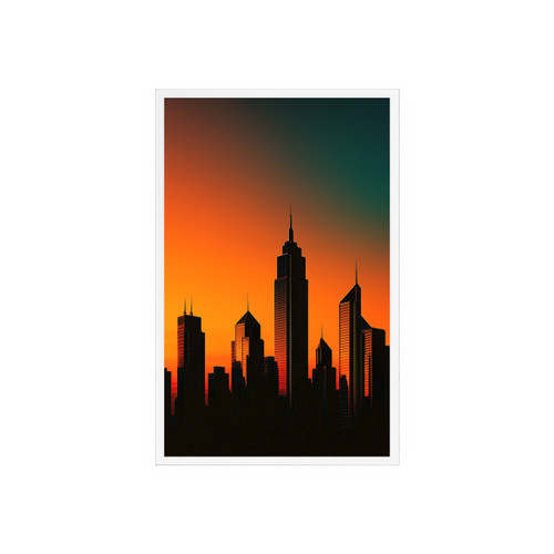 Glamorous Cityscape - Acrylic Sign with Wooden Stand