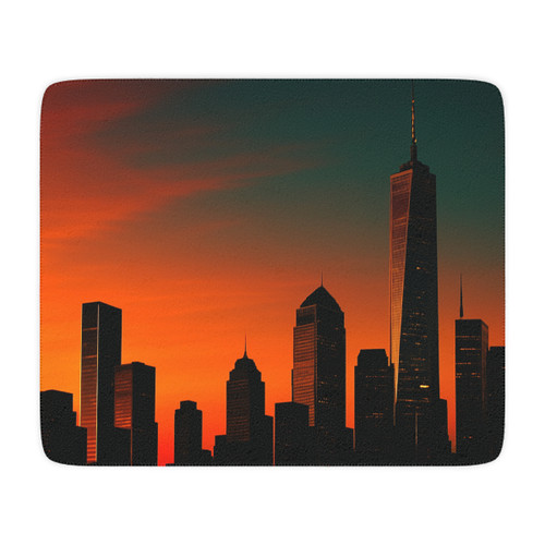 Glamorous Cityscape - Tan Sherpa Blanket