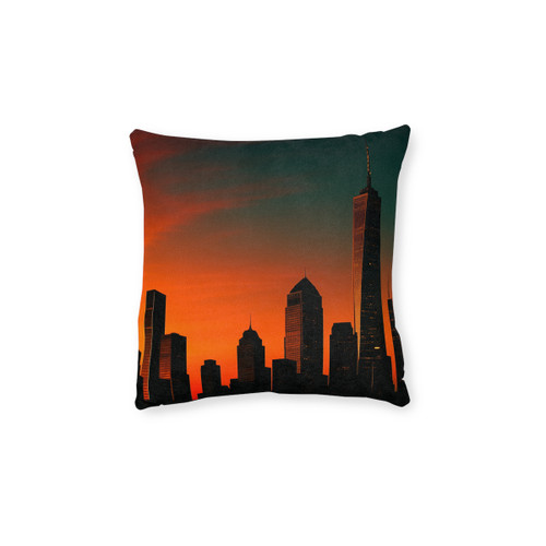 Glamorous Cityscape - Square Pillow - Pink Back
