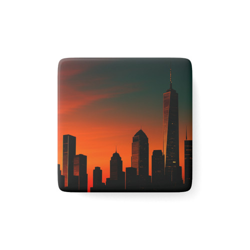 Glamorous Cityscape - Porcelain Magnet, Square