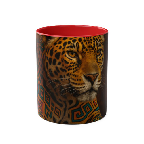 Jaguar Spirit Guardian - Two-Tone Coffee Mugs, 11oz