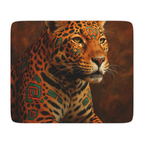 Jaguar Spirit Guardian - Tan Sherpa Blanket