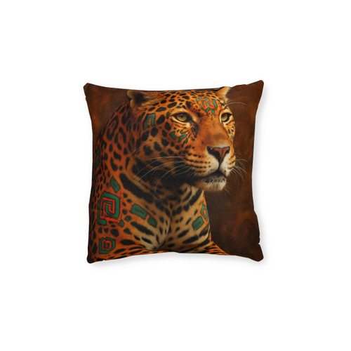 Jaguar Spirit Guardian - Square Pillow - Pink Back