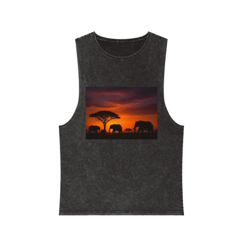 Savanna Sunset Serenade - Unisex Stonewash Tank Top
