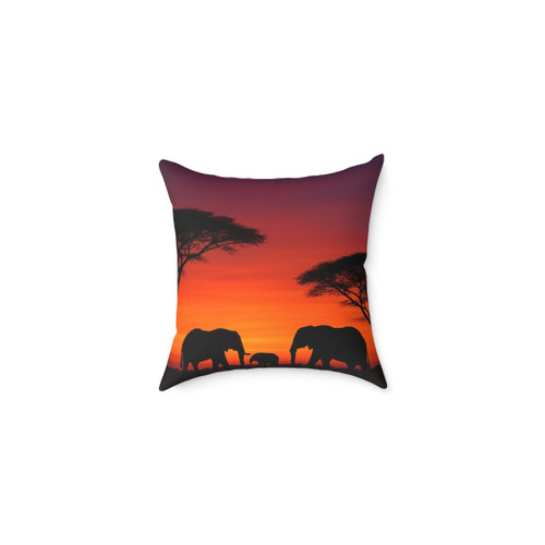 Savanna Sunset Serenade - Square Poly Canvas Pillow
