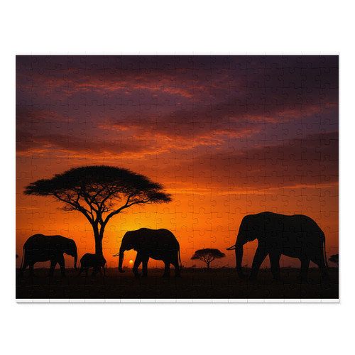 Savanna Sunset Serenade - Jigsaw Puzzle with Tin