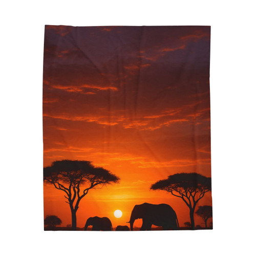 Savanna Sunset Serenade - Velveteen Plush Blanket