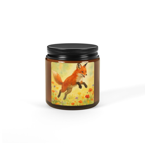 Whimsical Fox Dreams - Scented Soy Candle (Multi-Size, Amber Jar)
