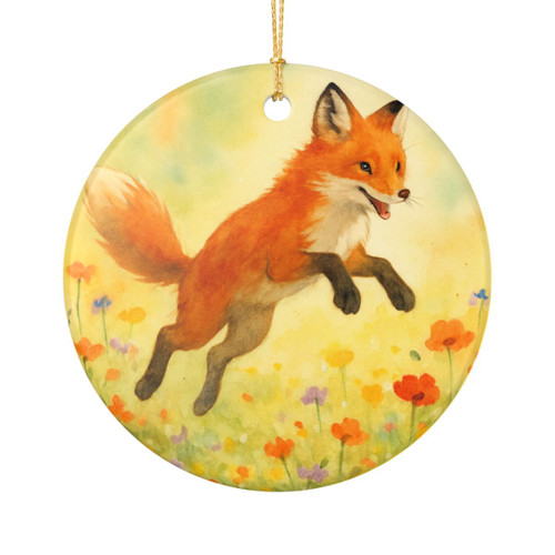 Whimsical Fox Dreams - Ceramic Decoration Ornament, (1pc)