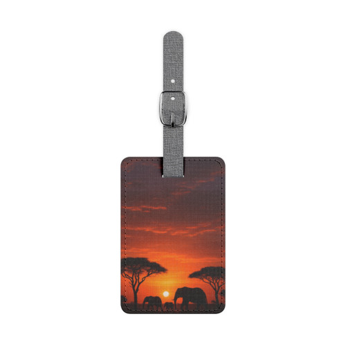 Savanna Sunset Serenade - Saffiano Polyester Luggage Tag, Rectangle