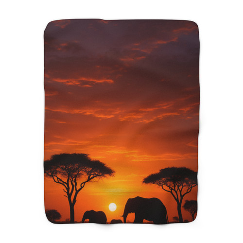 Savanna Sunset Serenade - Sherpa Fleece Blanket