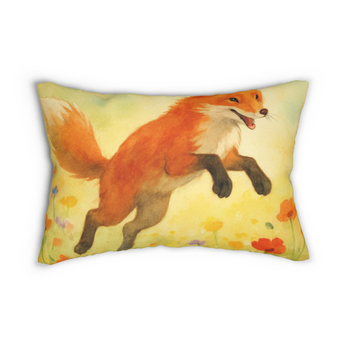 Whimsical Fox Dreams - Spun Polyester Lumbar Pillow