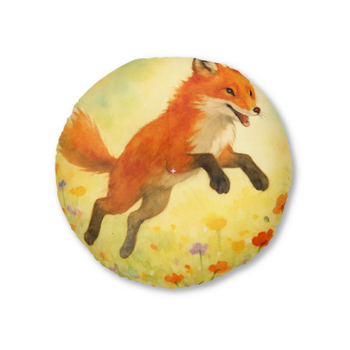 Whimsical Fox Dreams - Tufted Floor Pillow, Round