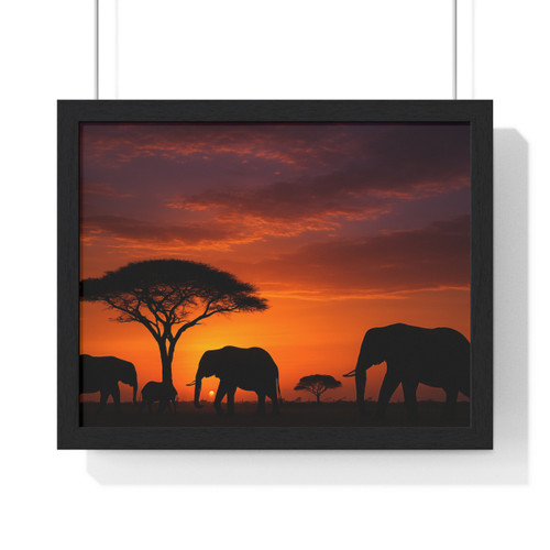 Savanna Sunset Serenade - Horizontal Framed Poster