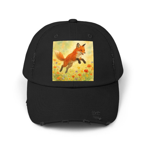 Whimsical Fox Dreams - Unisex Distressed Cap