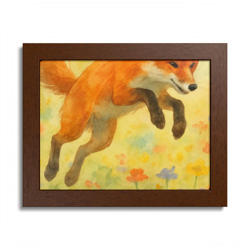 Whimsical Fox Dreams - Framed Poster, Multi-Color