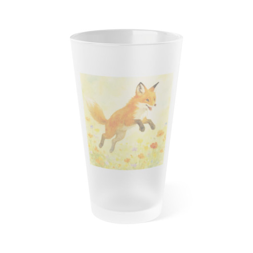 Whimsical Fox Dreams - Frosted Pint Glass, 16oz