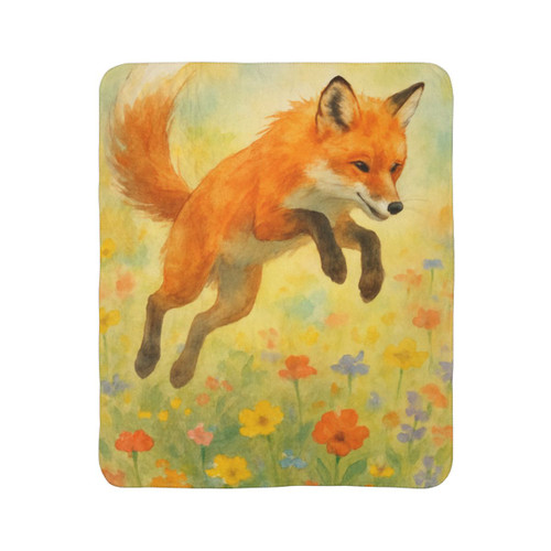 Whimsical Fox Dreams - Fleece Sherpa Blanket