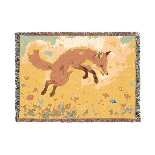 Whimsical Fox Dreams - Woven Blanket