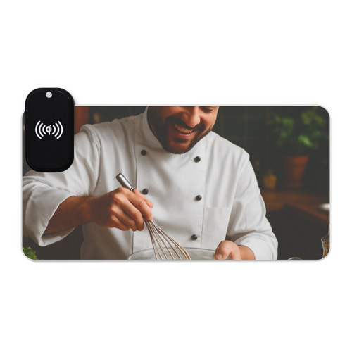 Whisked Away Delights - LED Gaming Mouse Pad, Wireless Charging