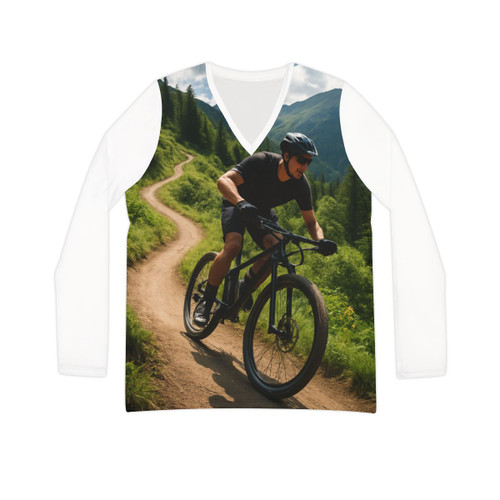 Pedal Power Journey - Women's Long Sleeve V-neck Shirt (AOP)