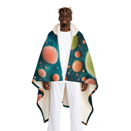 Microbial Galaxy - Hooded Sherpa Fleece Blanket