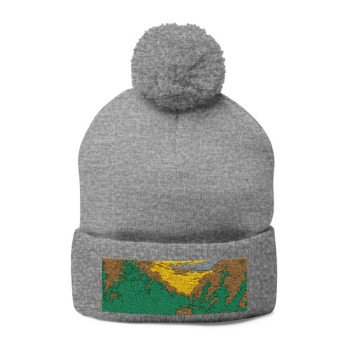 Nature's Grateful Embrace - Pom-Pom Knit Cap (Embroidery)