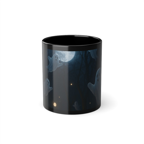 Spooky Forest Night - Black Coffee Cup, 11oz