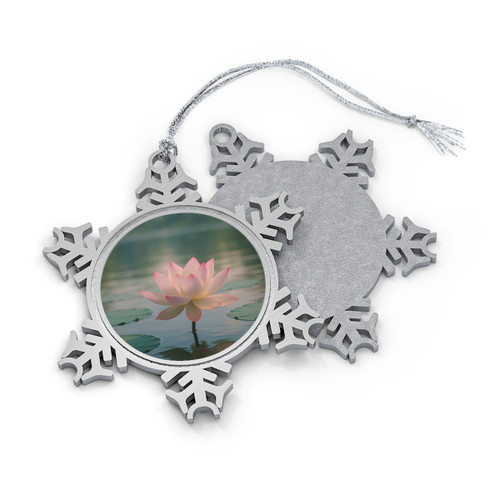 Serene Lotus Bliss - Pewter Snowflake Ornament