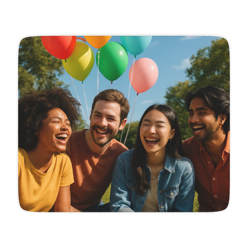 Joyful Connections - Tan Sherpa Blanket