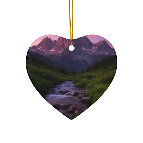 Serene Mountain Retreat - Ceramic Ornaments, 2-Side Print, (1pc, 3pcs, 5pcs, 10pcs)