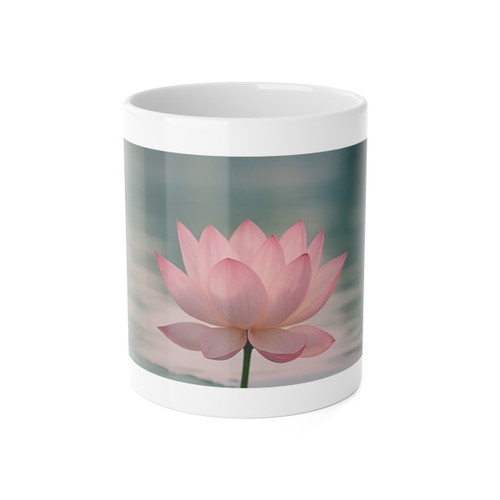 Serene Lotus Bliss - White Ceramic Mug, 11oz