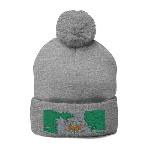 Serene Lotus Bliss - Pom-Pom Knit Cap (Embroidery)