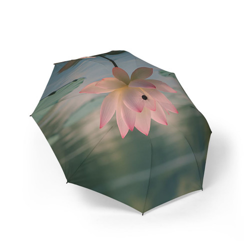 Serene Lotus Bliss - Semi-Automatic Foldable Umbrella